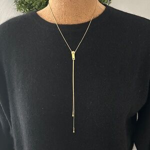 Elegant‎ Gold zipper Lariat Necklace